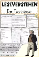 Vorschau - Arbeitsblätter - Sagen - Der Tannhäuser, Lesen und Verstehen Arbeitsblätter mit Lesetext, Fragen - Deckblatt