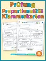Vorschau - Arbeitsblätter - Proportionalität Klammerkarten Proportional Antiproportional Prüfung - Deckblatt