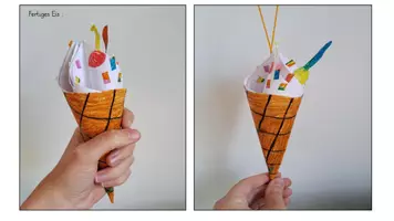 Vorschau - Mal- und Bastelvorlagen - 3D-Eis in der Tüte gestalten - Seite 1
