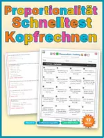 Vorschau - Arbeitsblätter - Proportionalität Schnelltest Kopfrechnen Klasse 6-7 Differenziert - Deckblatt