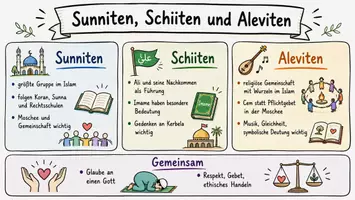 Vorschau - Arbeitsblätter - Lernposter + Arbeitsblatt "Sunniten, Schiiten und Aleviten" + interaktive Lösung & MP3 + Mindmap + Infografik - Seite 2