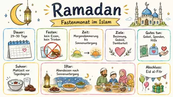 Vorschau - Arbeitsblätter - AB mit Fragen zum Thema "Ramadan" + Lösungsblatt + Infografik - Seite 1