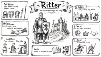 Vorschau - Arbeitsblätter - AB mit Fragen zum Thema "Ritter" + Lösungsblatt + Infografik - Seite 1