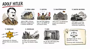 Vorschau - Arbeitsblätter - AB mit Fragen zum Thema "Adolf Hitler" + Lösungsblatt + Infografik - Seite 1