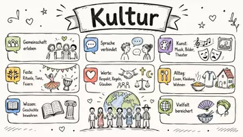 Vorschau - Arbeitsblätter - AB mit Fragen zum Thema "Kultur" + Lösungsblatt + Infografik - Seite 1