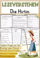 Vorschau - Arbeitsblätter - Ballade:Die Hirtin — Johann Wolfgang von Goethe, Leseverständnis für Klasse 4 & 6 Arbeitsblätter mit Lesetext, Fragen - Deckblatt