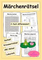 Vorschau - Stundenentwürfe - Märchenrätsel - Kreuzworträtsel, Suchsel, Märchen-ABC, Märchen-Labyrinth - Deckblatt