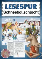 Vorschau - Arbeitsblätter - Lesespurgeschichte Winter Schneeballschlacht - Deckblatt