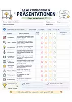 Vorschau - Arbeitsblätter - Bewertungsbogen Präsentationen – 2 Stück - Deckblatt