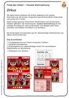 Vorschau - Aufgabenkarten - Finde den Fehler! – Visuelle Wahrnehmung Zirkus – Kartei mit Fehlerbilder für Grundschule & Förderunterricht - Seite 1