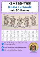 Vorschau - Mal- und Bastelvorlagen - Klassentier Girlande "Koala" für die Koalaklasse, zum Ausmalen - Deckblatt