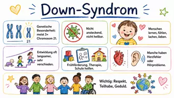 Vorschau - Arbeitsblätter - AB mit Fragen zum Thema "Down-Syndrom" + Lösungsblatt + Mindmap + Infografik - Seite 1