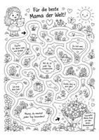 Vorschau - Mal- und Bastelvorlagen - Muttertag & Vatertag - Labyrinth - Ausmalbild - Last-Minute-Geschenk - Seite 1