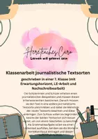 Vorschau - Klassenarbeiten - Klassenarbeit journalistische Textsorten - Deckblatt