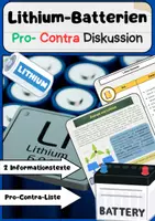 Vorschau - Arbeitsblätter - Lithium-Batterien Vor- Nachteile: Elektroauto & Recycling - Deckblatt