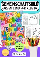 Vorschau - Mal- und Bastelvorlagen - Gemeinschaftsbild „Farben sind für alle da!“ – Kooperatives Poster in 30 Teilen | Vielfalt & Inklusion in der Grundschule - Deckblatt