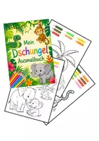 Vorschau - Mal- und Bastelvorlagen - Mein Dschungel Ausmalbuch - Malen nach Zahlen - Deckblatt