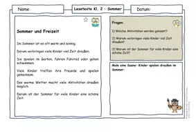 Vorschau - Arbeitsblätter - Sommer Klasse 2 | Lesetexte & Sachtexte | Zusammenhänge & Verhalten | differenziert mit Lösungen - Seite 1