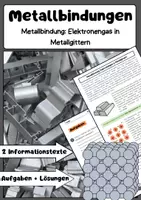 Vorschau - Arbeitsblätter - Metallbindungen: Elektronengas & Metallgitter - Deckblatt