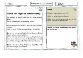 Vorschau - Arbeitsblätter - Sommer Grundschule Klasse 3 | Lesetexte & Sachtexte | Regeln & Verantwortung | differenziert mit Lösungen - Seite 2