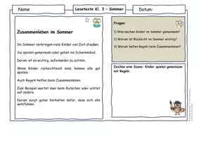 Vorschau - Arbeitsblätter - Sommer Grundschule Klasse 3 | Lesetexte & Sachtexte | Regeln & Verantwortung | differenziert mit Lösungen - Seite 3