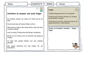 Vorschau - Arbeitsblätter - Sommer Klasse 4 | Lesetexte & Sachtexte | Verantwortung & Nachhaltiges Verhalten | differenziert mit Lösungen - Seite 1