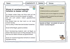 Vorschau - Arbeitsblätter - Sommer Klasse 4 | Lesetexte & Sachtexte | Verantwortung & Nachhaltiges Verhalten | differenziert mit Lösungen - Seite 2