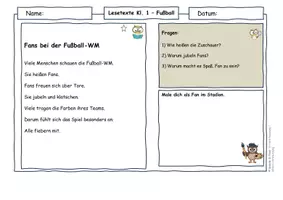Vorschau - Arbeitsblätter - Fußball Klasse 1 | Lesetexte zur Fußball-WM | differenziert mit Lösungen - Seite 3