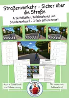 Vorschau - Stundenentwürfe - Straßenverkehr - Sicher über die Straße (3-fach differenzierte Arbeitsblätter mit Stundenentwurf und Tafelmaterial) - Deckblatt