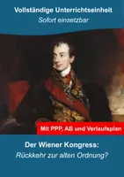Vorschau - Stundenentwürfe - Unterrichtseinheit: Der Wiener Kongress - Rückkehr zur alten Ordnung? - Deckblatt