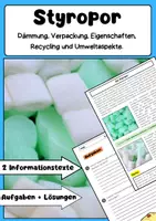 Vorschau - Arbeitsblätter - Styropor Polystyrol Kunststoff: Chemie Arbeitsblatt - Deckblatt