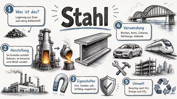 Vorschau - Arbeitsblätter - Arbeitsblatt "Stahl" + Onlineübung & MP3 + Mindmap + Infografik - Seite 1