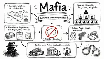 Vorschau - Arbeitsblätter - AB mit Fragen zum Thema "Mafia" + Lösungsblatt + Infografik - Seite 1