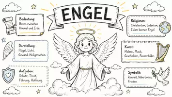 Vorschau - Arbeitsblätter - AB mit Fragen zum Thema "Engel" + Lösungsblatt + Infografik - Seite 1