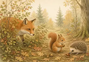 Vorschau - Bildkarten - Schätze des Waldes – Kamishibai Herbstgeschichte mit Mitmachgeschichte | Waldtiere | Bildkarten für Kita & Kindergarten - Seite 2