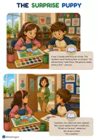 Vista previa - Refuerzo / NEE / Materiales de apoyo - The Surprise Puppy - Reading comprehension - página 1