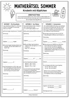 Vorschau - Arbeitsblätter - Sommer-Matherätsel für Klasse 6–8 – Knobelaufgaben für die letzten Schulwochen und Vertretungsstunden - Seite 1