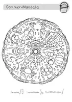Vorschau - Mal- und Bastelvorlagen - Kostenlos: Ausmalbild Mandala unter Wasser – Taucher (Grundschule, Sommer) - Seite 2