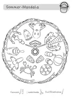 Vorschau - Mal- und Bastelvorlagen - Kostenlos: Ausmalbild Mandala unter Wasser – Taucher (Grundschule, Sommer) - Seite 3