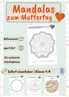 Vorschau - Mal- und Bastelvorlagen - Muttertag Mandalas Grundschule (Klasse 2–4) – Ausmalbilder + Zeichnen lernen | kostenlos - Deckblatt