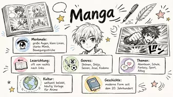 Vorschau - Arbeitsblätter - Lernposter + AB mit Fragen zum Thema "Manga" + Lösungsblatt + Mindmap + Infografik - Seite 2