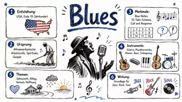 Vorschau - Arbeitsblätter - Lernposter & Arbeitsblätter zum Thema "Blues" + Lösung & Fragen & MP3 + Mindmap + Infografiken - Seite 2