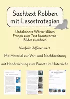 Vorschau - Stundenentwürfe - Sachtext über Robben mit Lesestrategien differenziert - Deckblatt