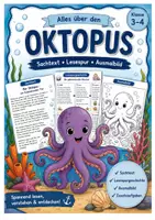 Vorschau - Arbeitsblätter - Oktopus, Delfin, Pinguin & Eisbär – Sachtexte mit Fragen, Lesespur und Ausmalbild für Klasse 3–4 - Seite 1
