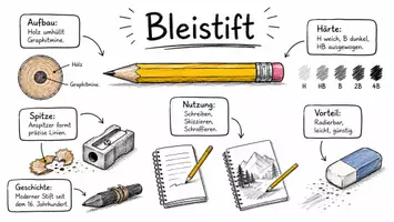 Vorschau - Arbeitsblätter - Lernposter + Arbeitsblätter zum Thema "Bleistift" (Lückentext, Hörverstehen) + Lösung & MP3 + Mindmap + Infografik - Seite 2