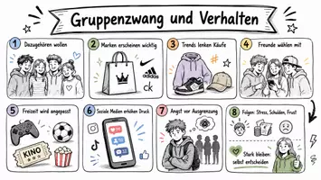 Vorschau - Arbeitsblätter - Lernposter + Arbeitsblatt "Der Einfluss von Gruppenzwang auf Konsum und Freizeitverhalten" + interaktive Lösung & MP3 + Mindmap + Infografik - Seite 2