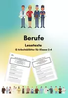 Vorschau - Stundenentwürfe - Berufe – Lesetexte & Arbeitsblätter (Klasse 2–4) | Differenziert mit ⭐ & 2 Lineaturen - Deckblatt