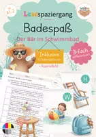 Vorschau - Arbeitsblätter - Sommer Lesespaziergang Klasse 2,3,4: Badespaß - Der Bär im Schwimmbad Lesen - Deckblatt