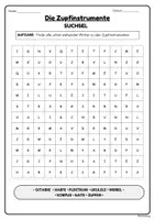Vorschau - Arbeitsblätter - Suchsel: Die Zupfinstrumente - Musik Jg.3-6 FREEBIE - Seite 1
