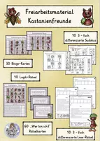 Vorschau - Mal- und Bastelvorlagen - Freiarbeitsmaterial Kastanienfiguren - Logik-Rätsel, Bingo, Leserätselkarten - Deckblatt
